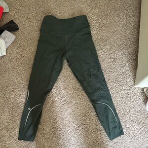 Lululemon Athletica Forest Green Leggings with Reflective Details